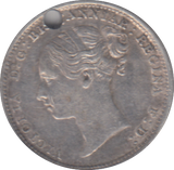 1885 HOLED THREEPENCE ( GVF )