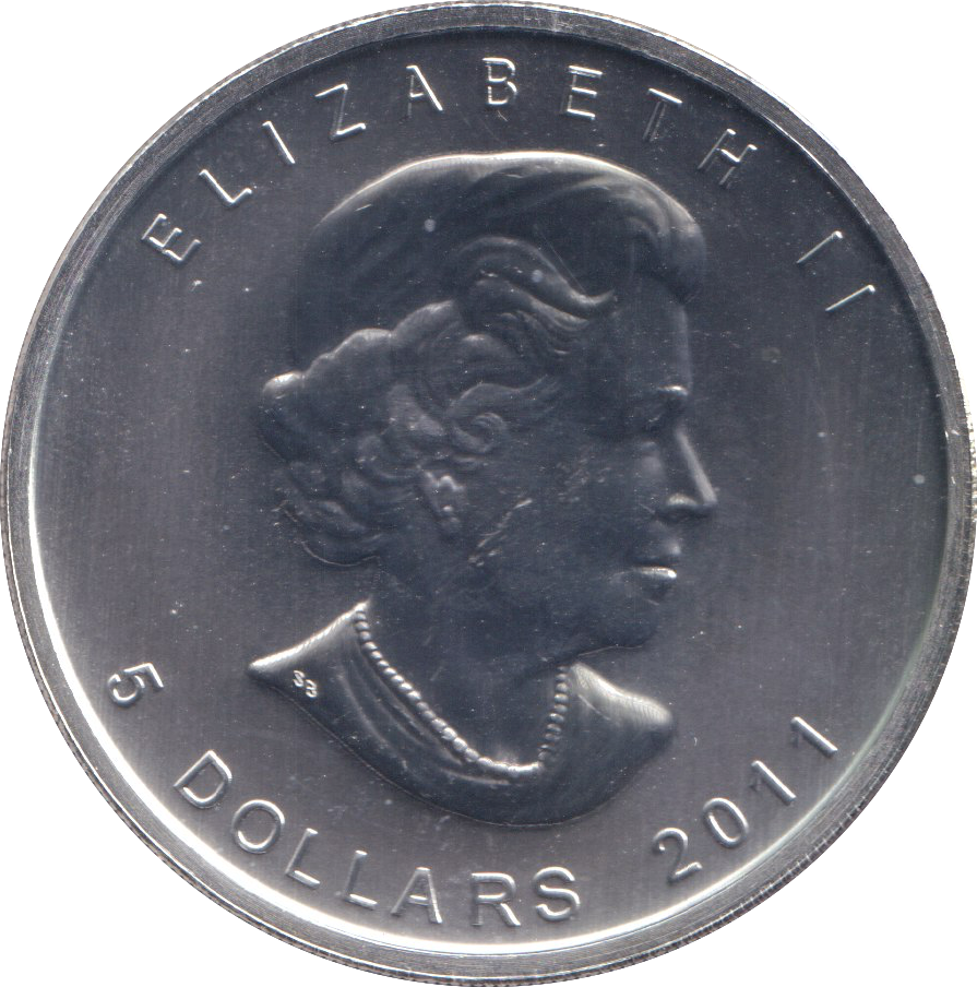 2011 1 OZ .999 FINE SILVER 5 DOLLARS CANADA