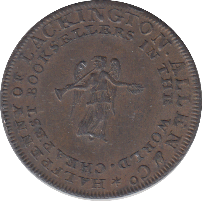 1795 LONDON LACKINGTON ALLEN HALFPENNY TOKEN