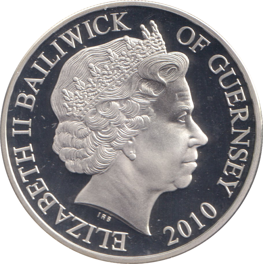 2010 SILVER PROOF FIVE POUNDS GUERNSEY