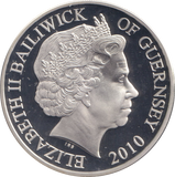 2010 SILVER PROOF FIVE POUNDS GUERNSEY