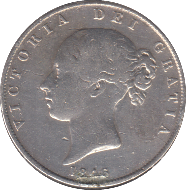 1846 HALFCROWN EX MOUNT( GF )