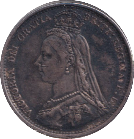 1889 SIXPENCE ( VF )