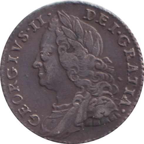 1757 SIXPENCE ( VF )