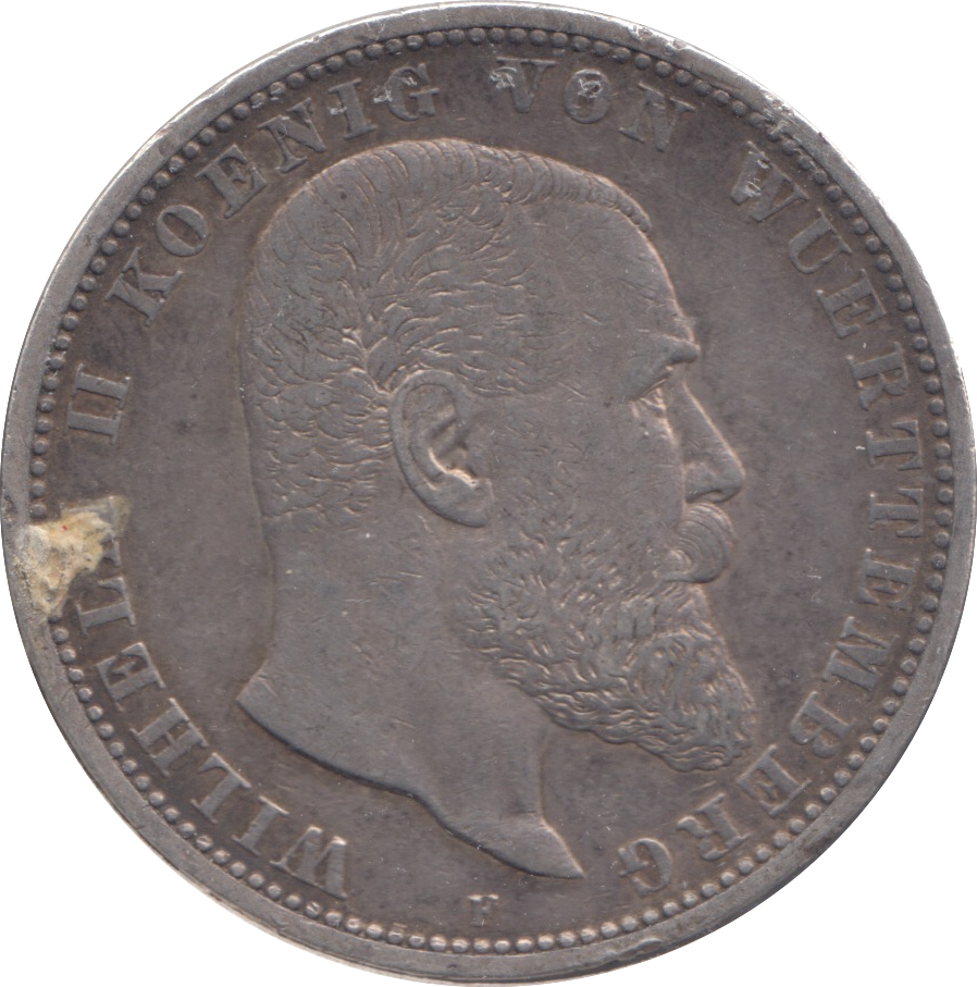 1901 SILVER GERMANY 5 MARK WUERTTEMBERG