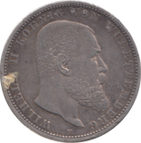 1901 SILVER GERMANY 5 MARK WUERTTEMBERG