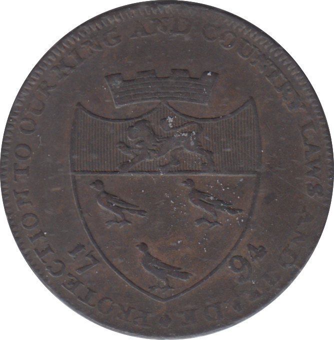 1793 CANTERBURY HALFPENNY TOKEN