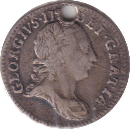 1762 MAUNDY THREEPENCE ( VF ) HOLED