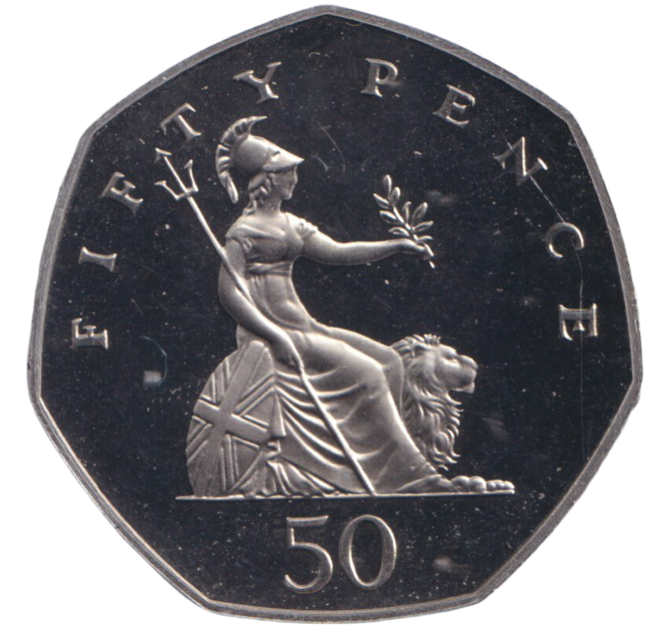 1985 LARGE 50 PENCE BRITANNIA ( BU )