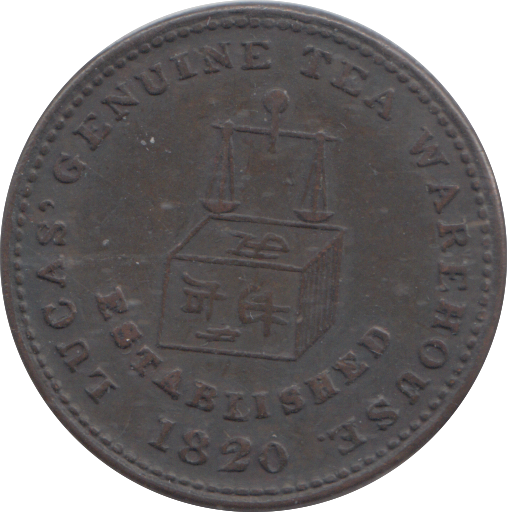 1820 LUCAS STONE FARTHING TEA TOKEN