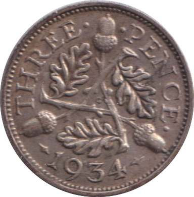 1934 THREEPENCE ( VF )