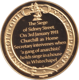 1974 SILVER GOLD PLATED WINSTON CHURCHILL SIDNEY STREET SIEGE MEDALLION