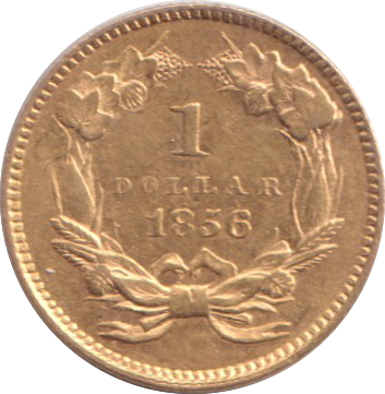 1856 GOLD ONE DOLLAR USA