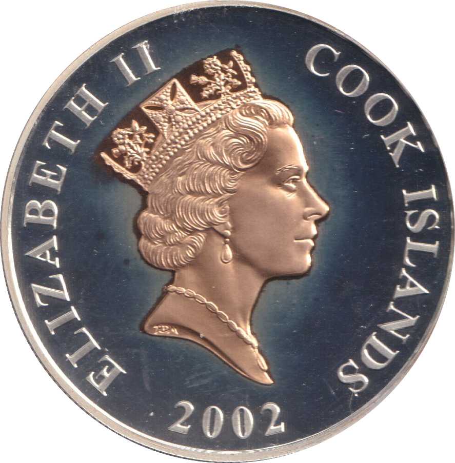 2002 SILVER PROOF ONE DOLLAR COOK ISLANDS
