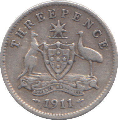 1911 SILVER THREE PENCE AUSTRALIA