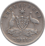 1911 SILVER THREE PENCE AUSTRALIA