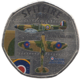 2016 50P SHAPED MEDALLION SPITFIRE 1936