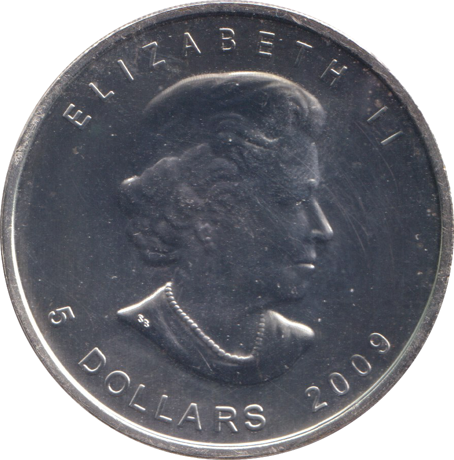 2009 1 OZ .999 FINE SILVER 5 DOLLARS CANADA