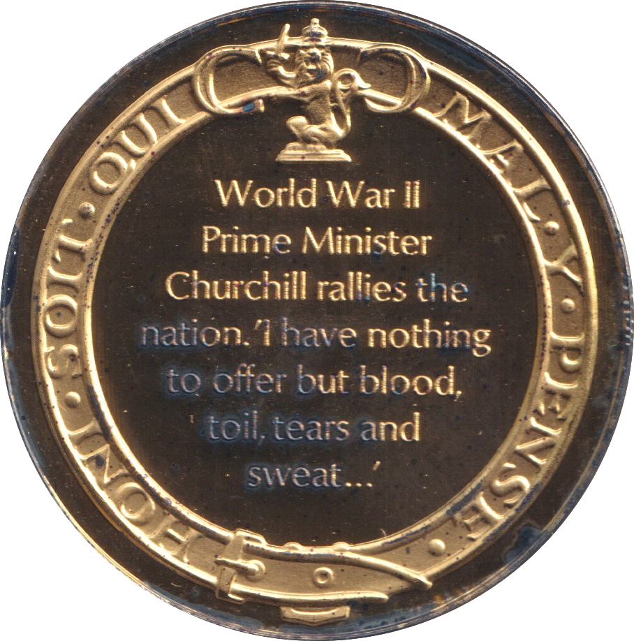 1974 SILVER GOLD PLATED WINSTON CHURCHILL WWII MEDALLION