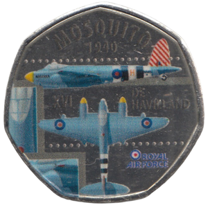 2016 50P SHAPED MEDALLION MOSQUITO 1940