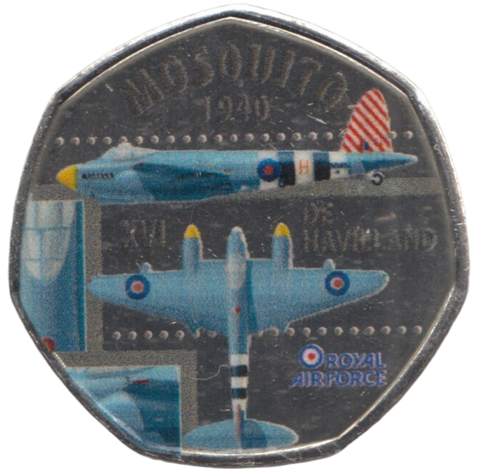 2016 50P SHAPED MEDALLION MOSQUITO 1940