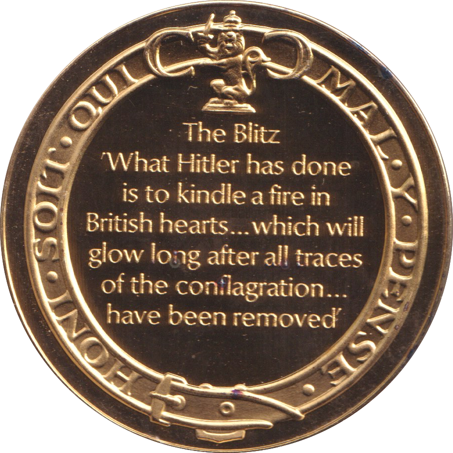 1974 SILVER GOLD PLATED WINSTON CHURCHILL THE BLITZ MEDALLION