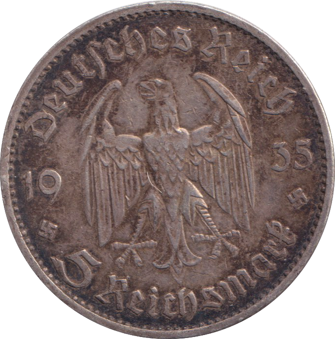 1935 SILVER 5 REICHSMARK GERMANY