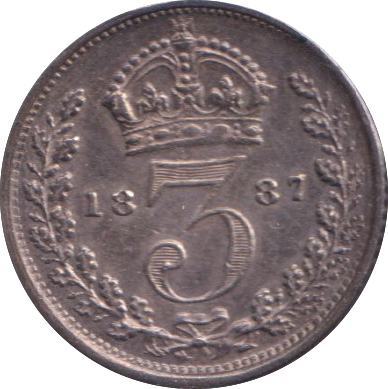 1887 MAUNDY THREEPENCE ( EF )