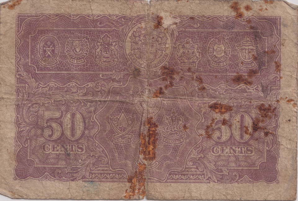 1941 FIFTY CENTS MALAYA BANKNOTE REF-1834