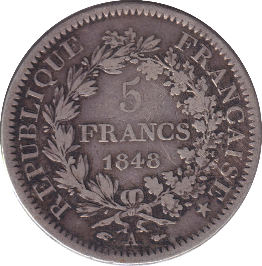 1848 SILVER 5 FRANC FRANCE