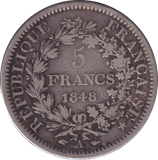 1848 SILVER 5 FRANC FRANCE