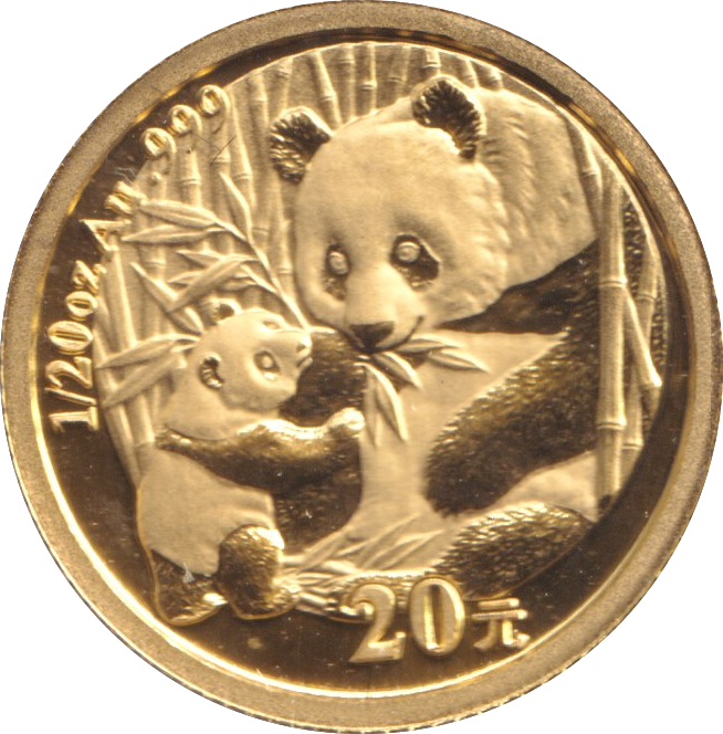 2005 1/20 OZ .999 GOLD PROOF YUAN CHINA