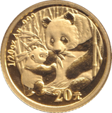 2005 1/20 OZ .999 GOLD PROOF YUAN CHINA