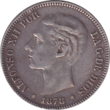 1878 SILVER 5 PESETAS SPAIN