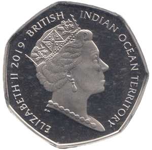 2019 50P COLOURED OLIVE RIDLEY TURTLE