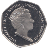 2019 50P COLOURED OLIVE RIDLEY TURTLE