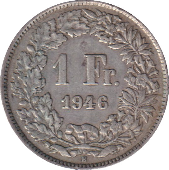 1946 SILVER ONE FRANC SWITZERLAND