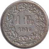 1946 SILVER ONE FRANC SWITZERLAND