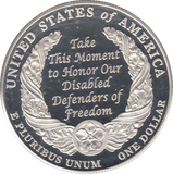 2010 USA SILVER PROOF COMMEMORATIVE DOLLAR THEY STOOD UP FOR US
