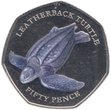 2019 50P COLOURED LEATHERBACK TURTLE