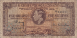 1937 FIVE SHILLINGS BERMUDA BANKNOTE REF-1763