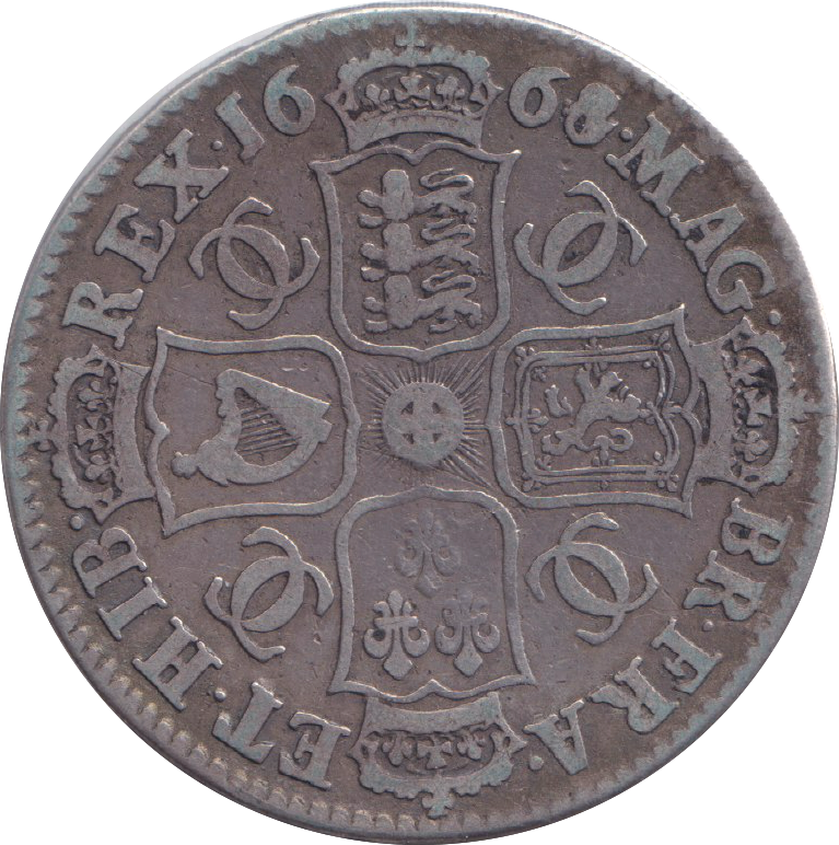 1668 8 OVER 4 HALFCROWN ( GF )