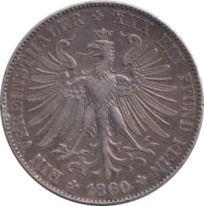 1860 SILVER 1 THALER GERMANY