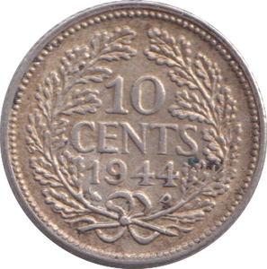 1944 SILVER NETHERLANDS 10 CENTS
