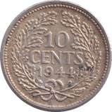 1944 SILVER NETHERLANDS 10 CENTS
