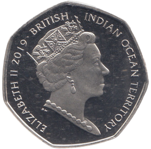 2019 50P COLOURED LOGGERHEAD TURTLE