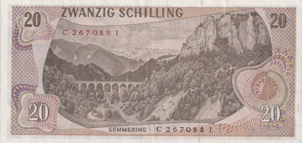 1967 AUSTRIA 20 SCHILLING BANKNOTE REF-1716