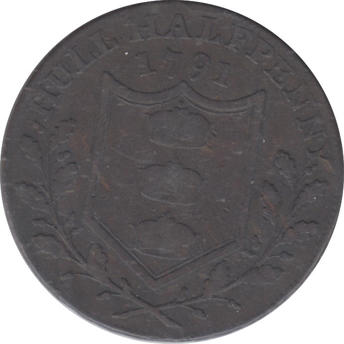 1791 HULL ARMS HALFPENNY TOKEN