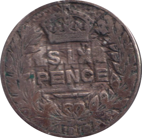 1910 MODIFIED SCARCE SIXPENCE ( FINE )