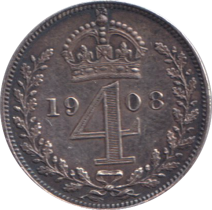 1908 AUNC MAUNDY FOURPENCE